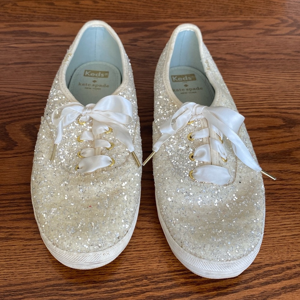 Kate spade glitter, cream, Keds size 8.5